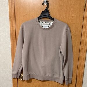 Men's Denim&Flower Beige Crewneck Sweater, Size XL